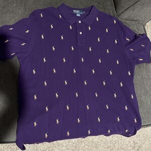 Ralph Lauren Purple Polo with All-Over Pony Motif